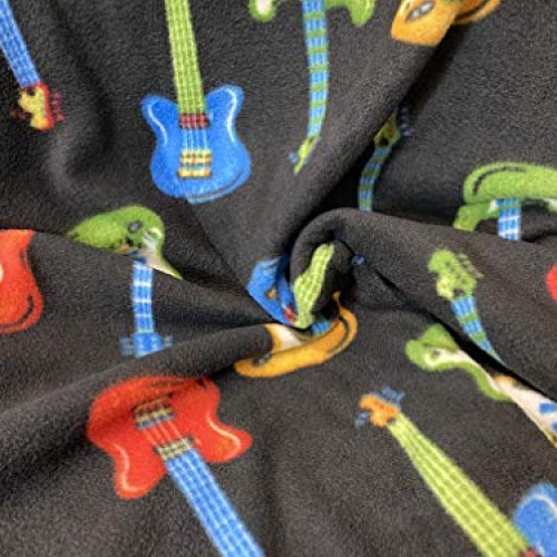 FabricLA Printed Fleece Fabric - 2 Yards Guitar