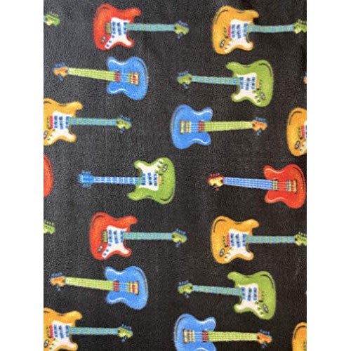 FabricLA Printed Fleece Fabric - 2 Yards Guitar
