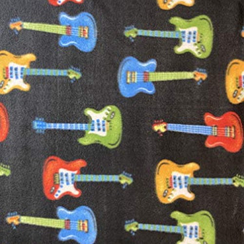 FabricLA Printed Fleece Fabric - 2 Yards Guitar