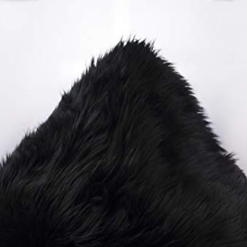 FabricLA Shaggy Faux Fake Fur Fabric - Half Yard Black