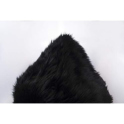 FabricLA Shaggy Faux Fake Fur Fabric - Half Yard Black