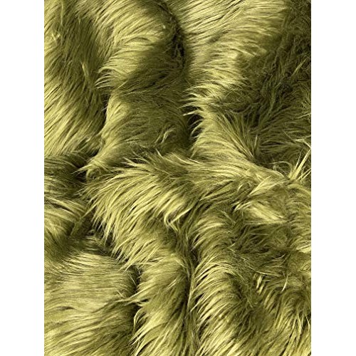 FabricLA Shaggy Faux Fake Fur Fabric - Half Yard Olive