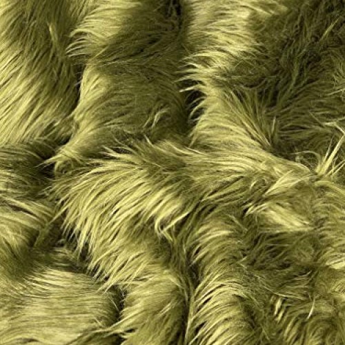 FabricLA Shaggy Faux Fake Fur Fabric - Half Yard Olive