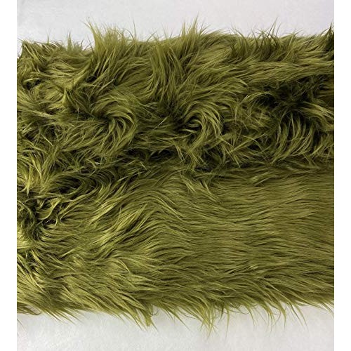 FabricLA Shaggy Faux Fake Fur Fabric - Half Yard Olive