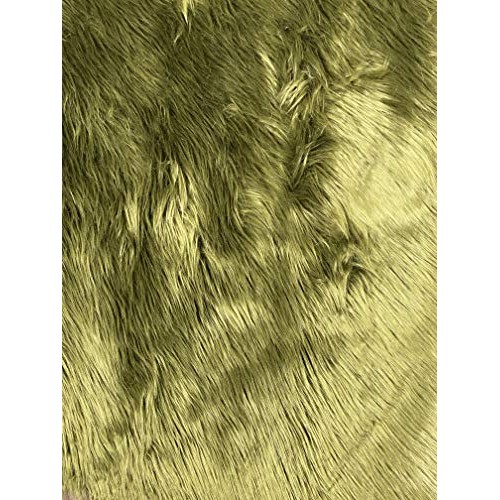 FabricLA Shaggy Faux Fake Fur Fabric - Half Yard Olive