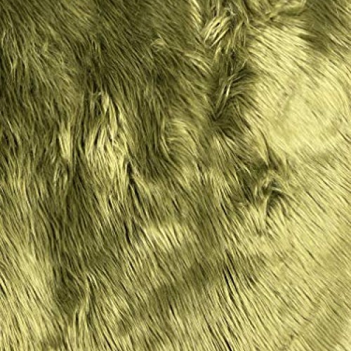 FabricLA Shaggy Faux Fake Fur Fabric - Half Yard Olive