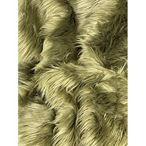 FabricLA Shaggy Faux Fake Fur Fabric - Half Yard Olive
