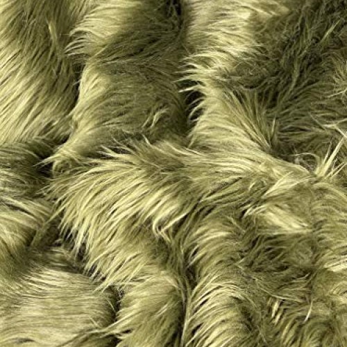 FabricLA Shaggy Faux Fake Fur Fabric - Half Yard Olive
