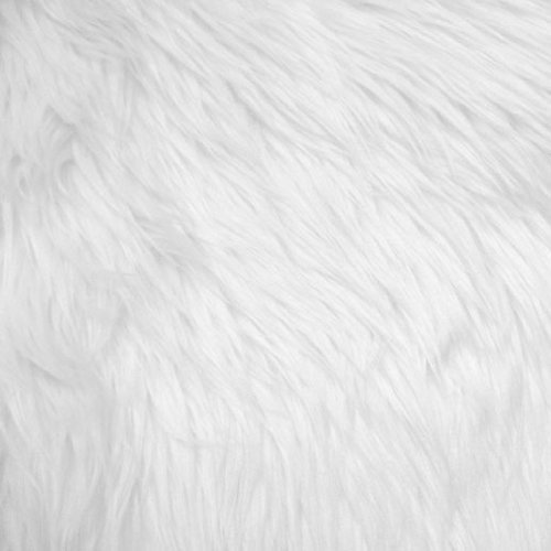 FabricLA Shaggy Faux Fake Fur Fabric - Half Yard White