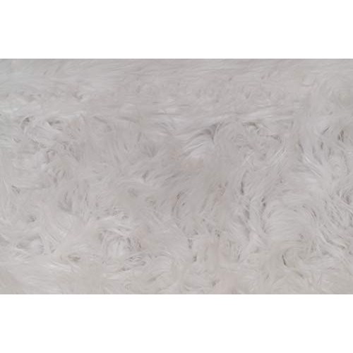 FabricLA Shaggy Faux Fake Fur Fabric - Half Yard White