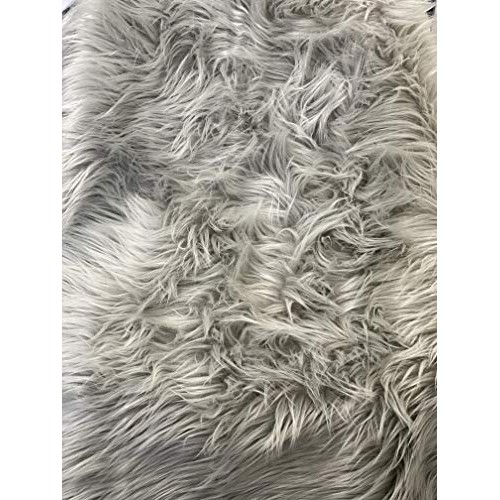 FabricLA Shaggy Faux Fake Fur Fabric, Platinum Gray - 1 Yard