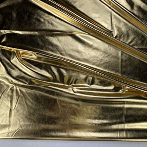 Metallic Foil Lame Spandex Knit Fabric - Gold - 58W 2 Yards