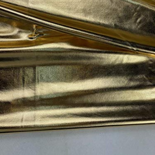 Metallic Foil Lame Spandex Knit Fabric - Gold - 58W 2 Yards