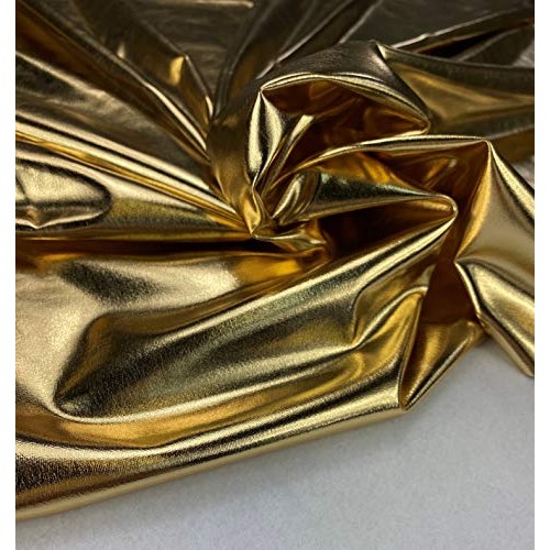 Metallic Foil Lame Spandex Knit Fabric - Gold - 58W 2 Yards