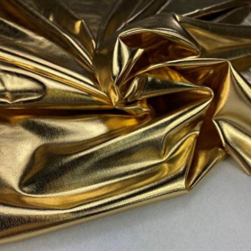 Metallic Foil Lame Spandex Knit Fabric - Gold - 58W 2 Yards