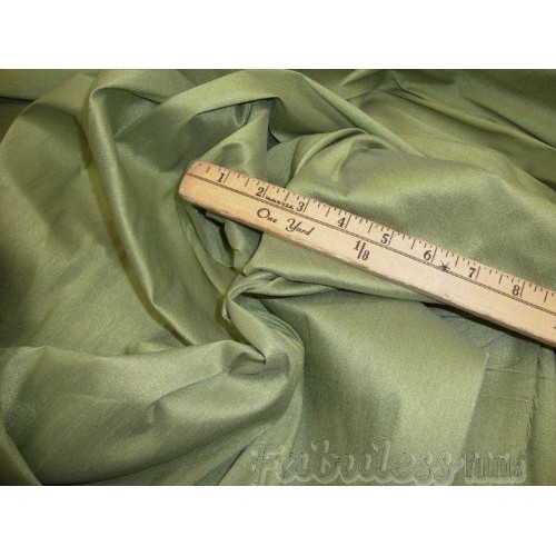 Sage Shantung Dupioni Faux Silk Fabric Per Yard