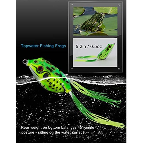 Facikono Frog Lure Bass Fishing Frogs, 6Pcs Topwater Fishing Frog ...