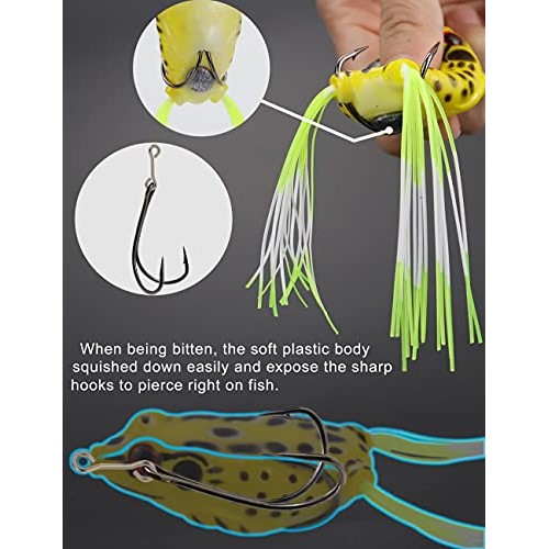 Facikono Frog Lure Bass Fishing Frogs, 6Pcs Topwater Fishing Frog ...