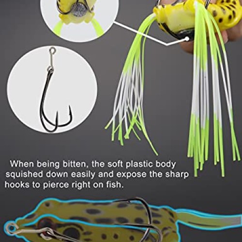 Facikono Frog Lure Bass Fishing Frogs, 6Pcs Topwater Fishing Frog ...