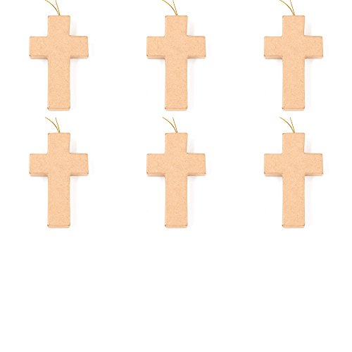 Factory Direct Craft Package of 6 Unfinished Paper Mache Cross Orn...