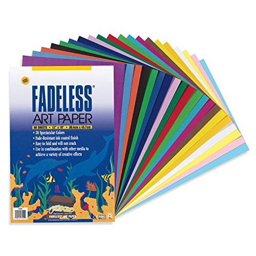Fadeless Art Paper, 50 lb., 12 x 18 Inches, Multiple Colors, 60 Sh...