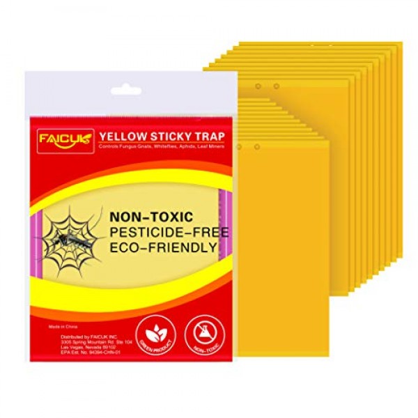 Trapro 20-Pack Dual-Sided Yellow Sticky Traps for Flying Plant Ins...