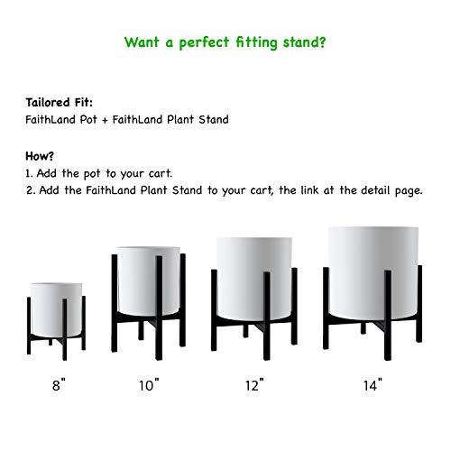 FaithLand Plant Pot 10 inch - Perfectly Fits Mid-Century Modern Pl...