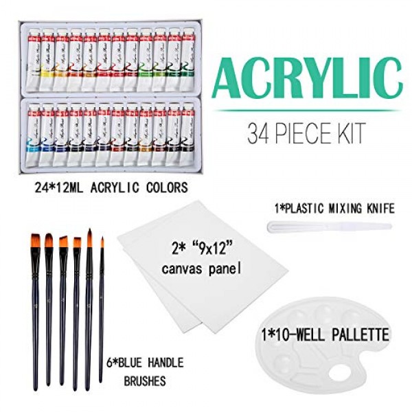 Falling In Art 34-Pieces Acrylic Artist Paint Set - with 24colors ...