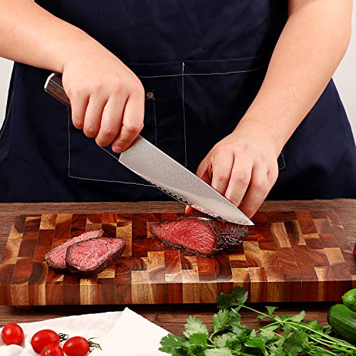 FAMCÜTE 8 Chefs Knife, Made of 67 Layers Damascus w/Octago Indon...