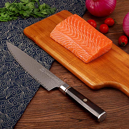 FAMCÜTE 8 Chefs Knife, Made of 67 Layers Damascus w/Octago Indon...
