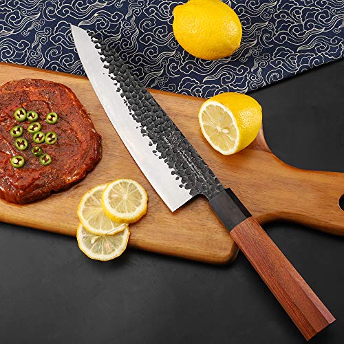 FAMCÜTE 8 Inch Professional Japanese Chef Knife, 3 Layer 9CR18MOV ...