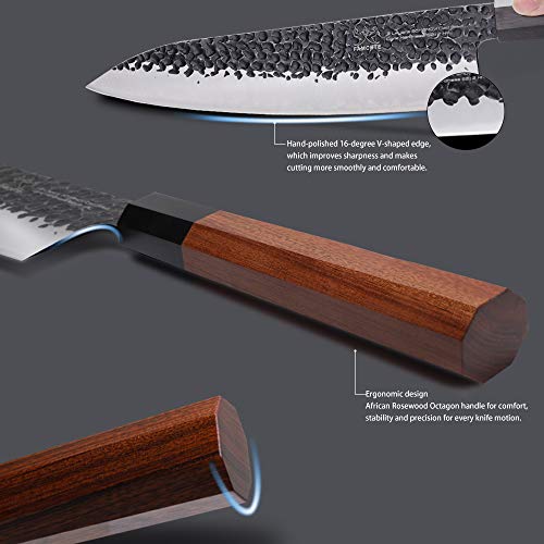 FAMCÜTE 8 Inch Professional Japanese Chef Knife, 3 Layer 9CR18MOV ...