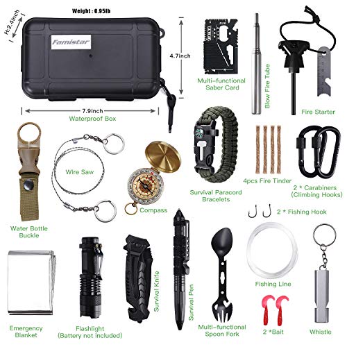 25 in 1 Survival Gear Kit, Famistar Emergency Survival Gear and Eq...