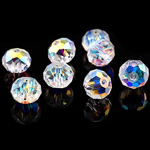 FAMLEAF 10mm 265Pcs Crystal Glass Beads, Glass Beads for Jewelry M...