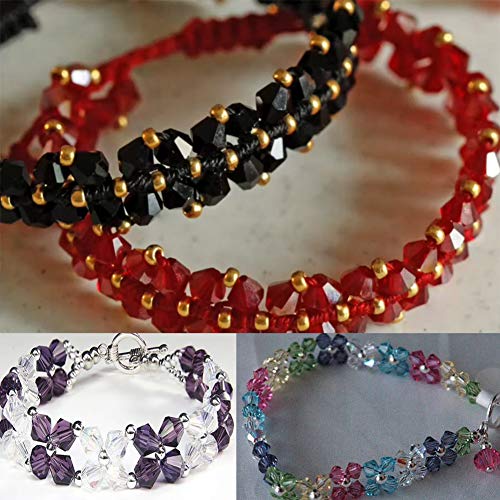 FAMLEAF 200 Pcs Crystal Glass Beads,4mm Crystal Bicone Beads,Facet...