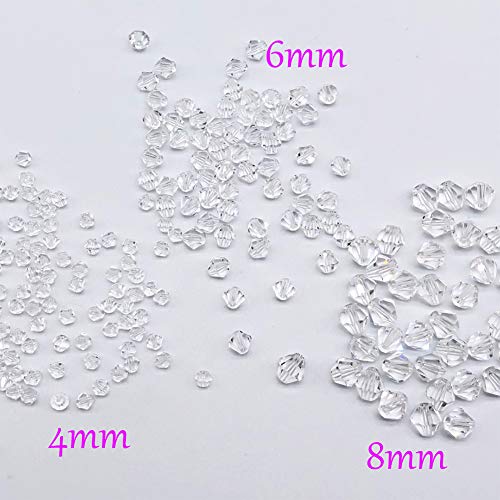 FAMLEAF 200 Pcs Crystal Glass Beads,4mm Crystal Bicone Beads,Facet...