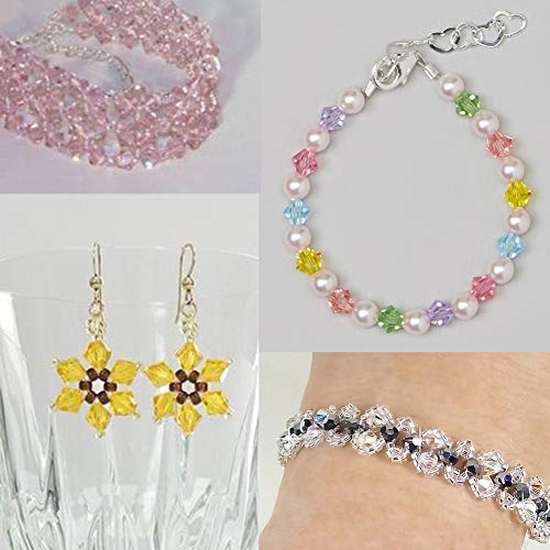 FAMLEAF 200 Pcs Crystal Glass Beads,4mm Crystal Bicone Beads,Facet...