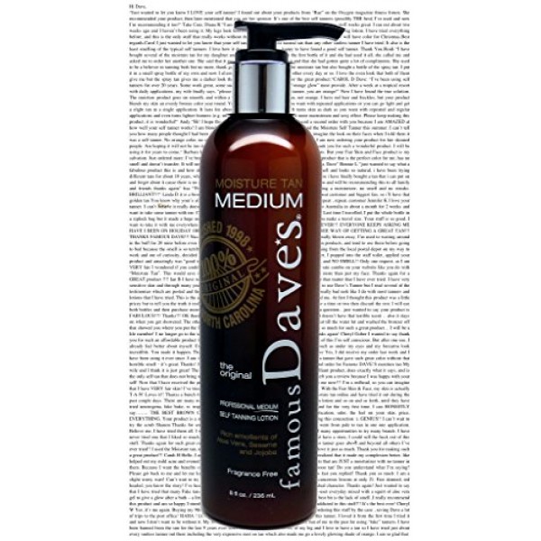 Daves Self Tanner Lotion Moisture Tan. Sunless Tanning with 20,00...
