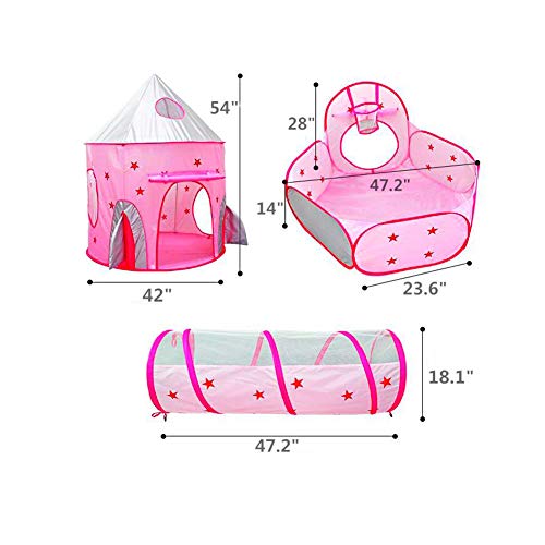 Famoy Foldable 3pc Princess Castle Play Tent, Crawl Tunnel and Bal...