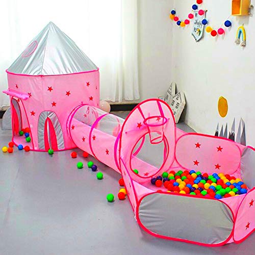 Famoy Foldable 3pc Princess Castle Play Tent, Crawl Tunnel and Bal...