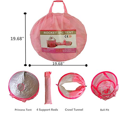 Famoy Foldable 3pc Princess Castle Play Tent, Crawl Tunnel and Bal...