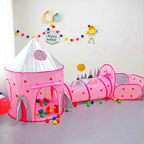 Famoy Foldable 3pc Princess Castle Play Tent, Crawl Tunnel and Bal...