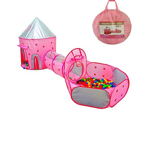 Famoy Foldable 3pc Princess Castle Play Tent, Crawl Tunnel and Bal...