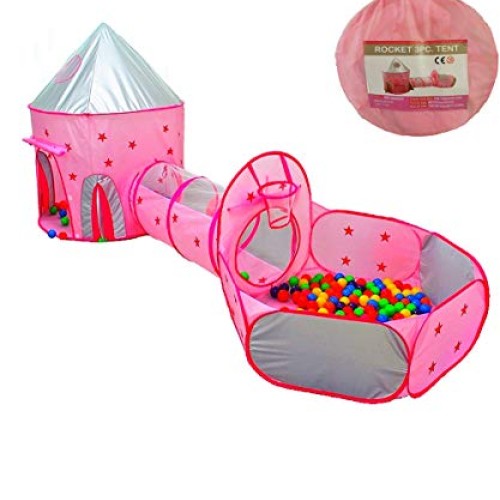 Famoy Foldable 3pc Princess Castle Play Tent, Crawl Tunnel and Bal...