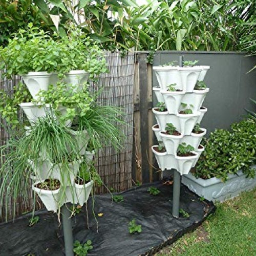 Stackable Vertical Planter Set,Strawberry and Herb 6 Tier Garden T...