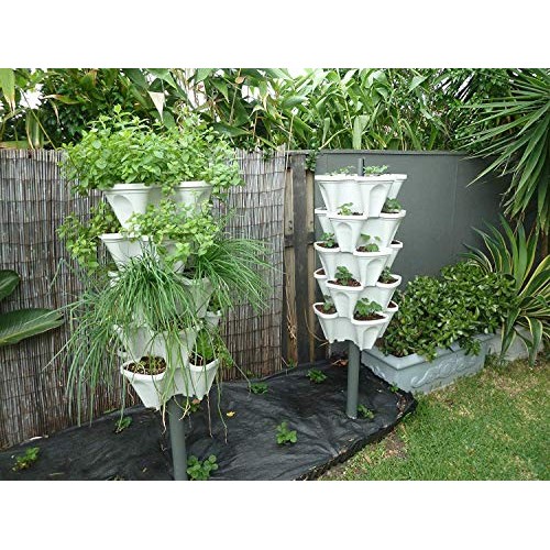 Stackable Vertical Planter Set,Strawberry and Herb 6 Tier Garden T...