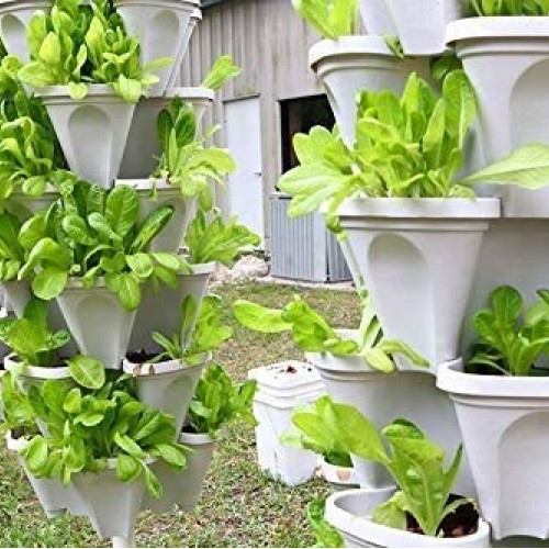 Stackable Vertical Planter Set,Strawberry and Herb 6 Tier Garden T...