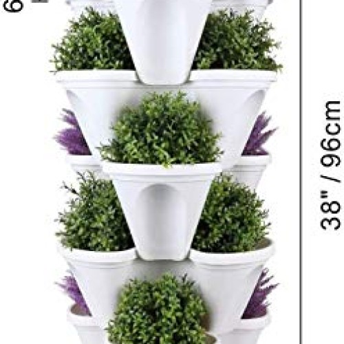Stackable Vertical Planter Set,Strawberry and Herb 6 Tier Garden T...