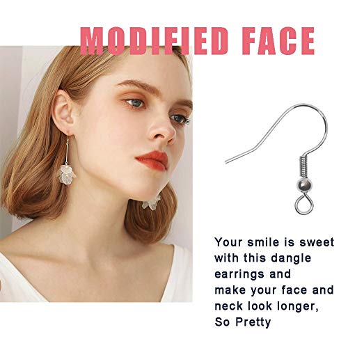 100 PCS Silver Earring Hooks Hypoallergenic Stainless Steel Earrin...