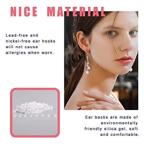 100 PCS Silver Earring Hooks Hypoallergenic Stainless Steel Earrin...